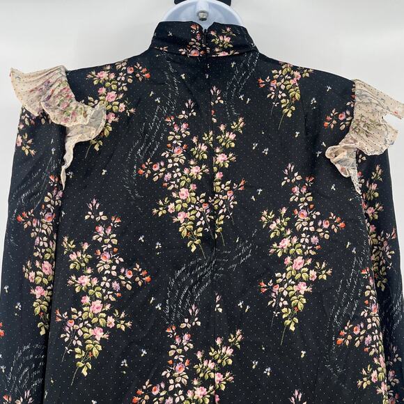 Amur Silk Devin Dress Sz 6 Whimsigoth Floral Romantic Cottage Ruffle Victorian - Picture 9 of 14